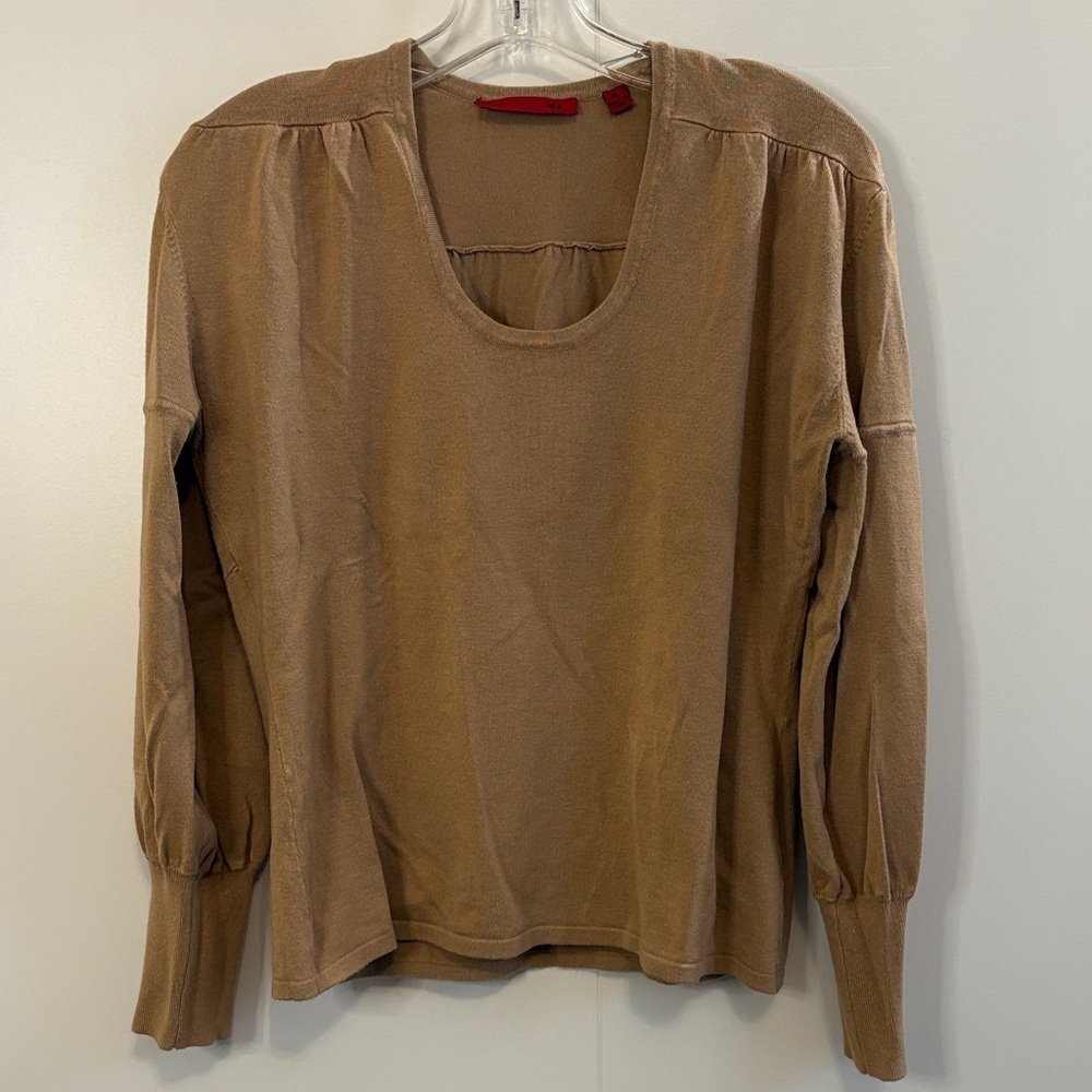 Cato’s RED Soft Camel Knit XL - Scoop Neck, Long Sleeve, Draped Shoulder